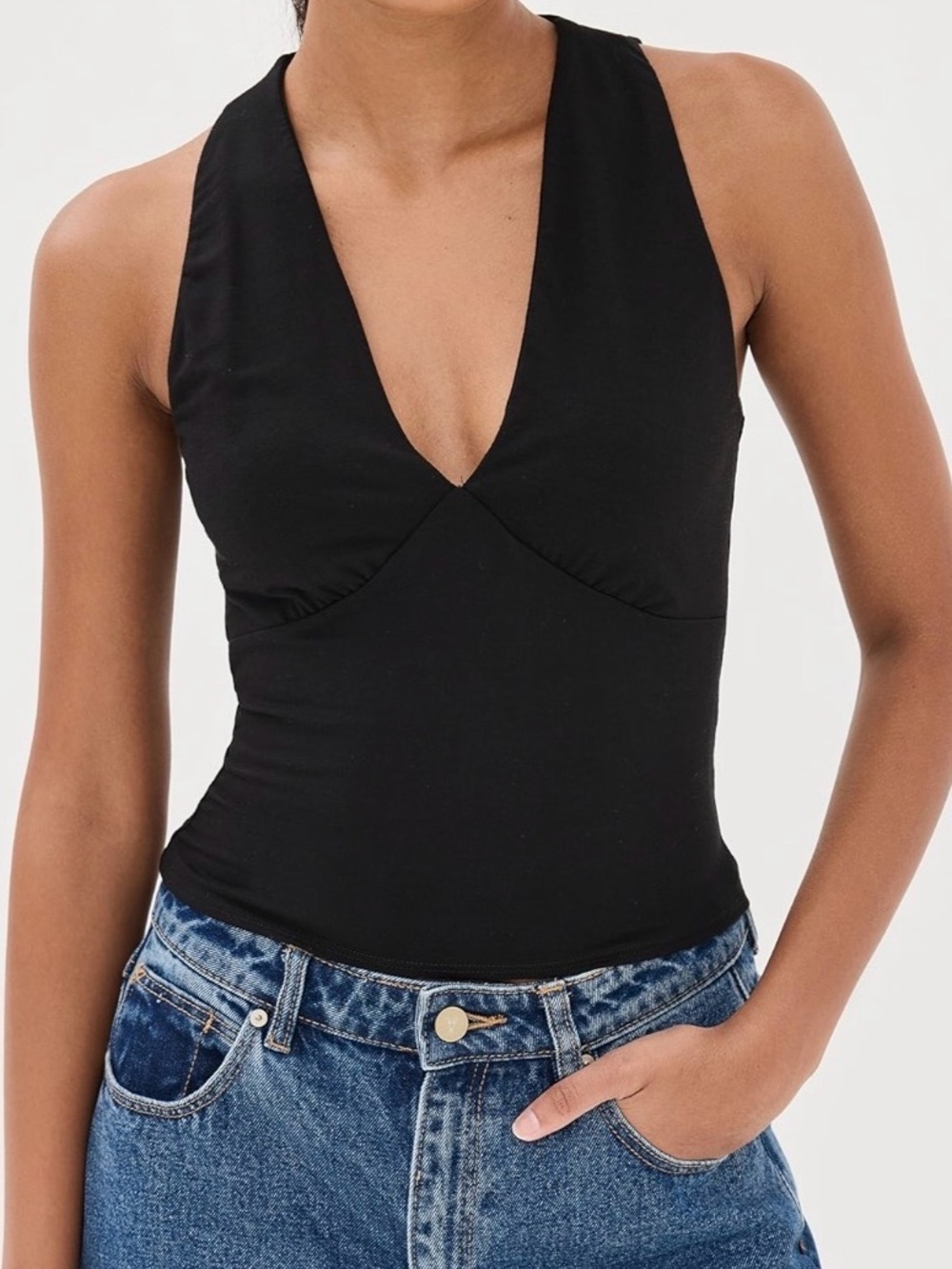 Reformation Black V-Neck Sleeveless Tank